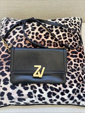 Zadig & Voltaire Black Leather Crossbody Bag with Gold Hardware